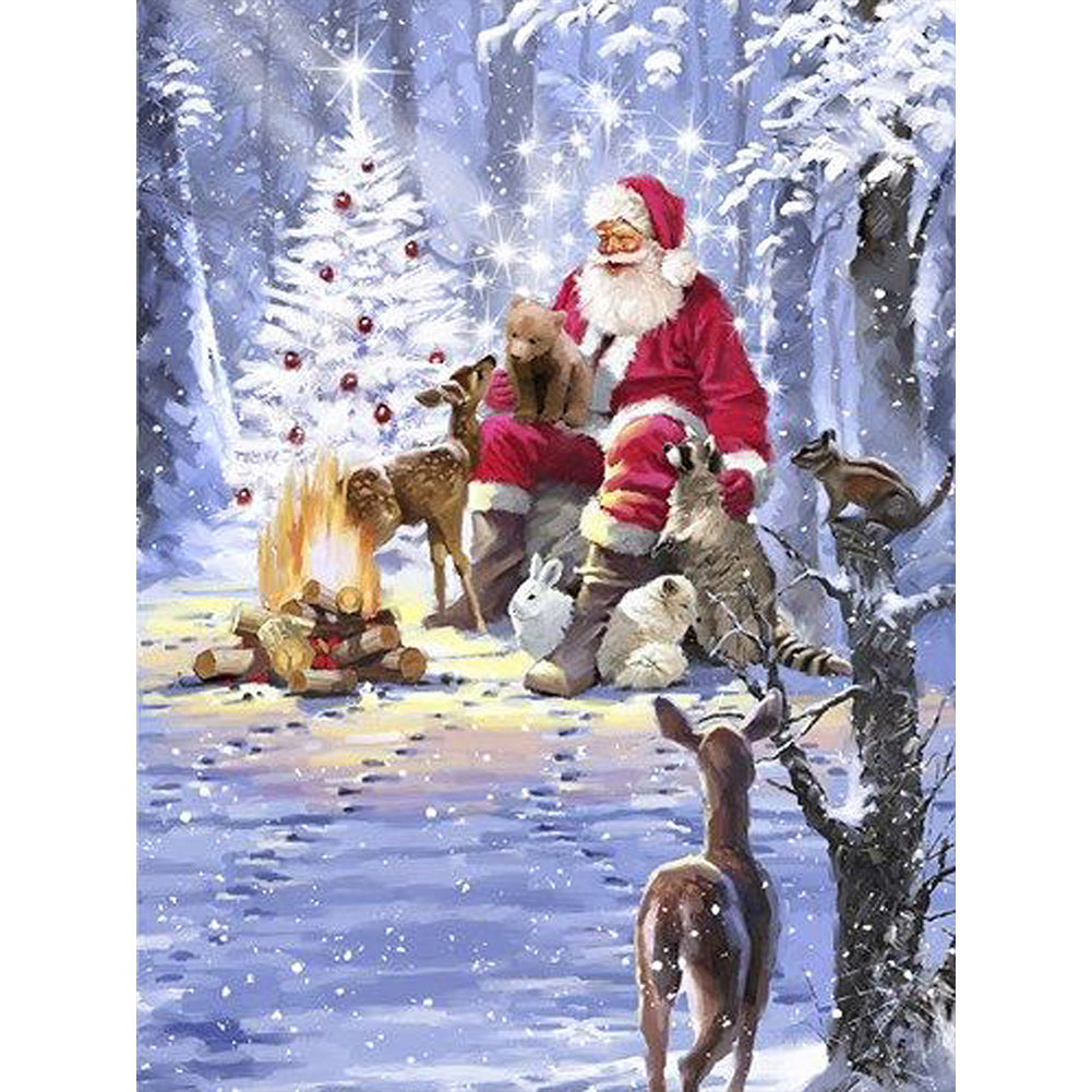 Diamond Painting - Full Round - Santa Claus and animals (30*40CM)