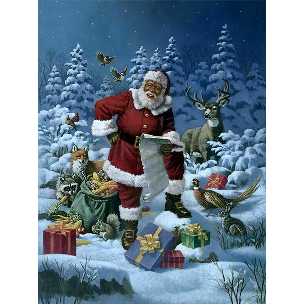 Diamond Painting - Full Round - Santa Claus and animals (30*40CM)