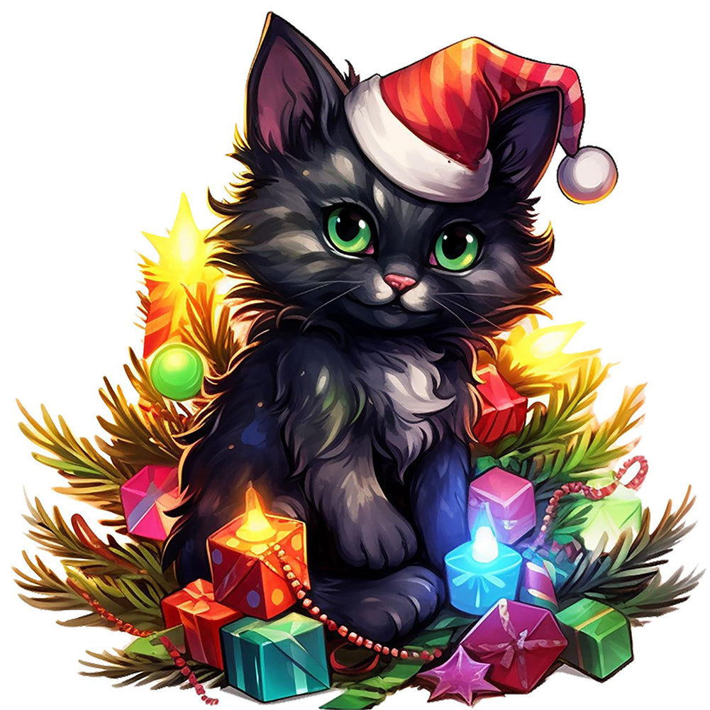 Diamond Painting - Full Round - Lantern black cat (30*30CM)