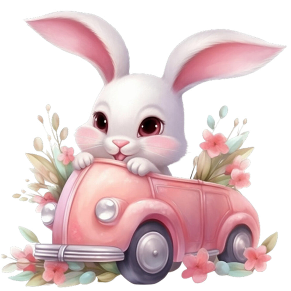 Diamond Painting - Full Round - pink car bunny (30*30CM)