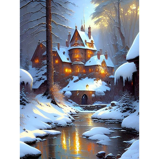 Diamond Painting - Full Round - Snow cabin (30*40CM)