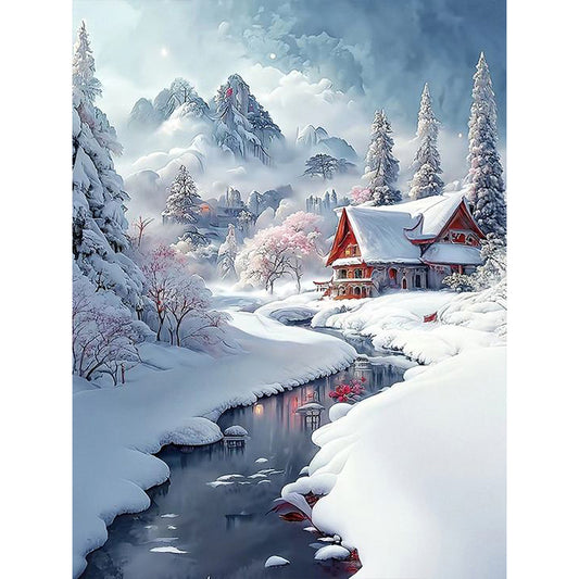 Diamond Painting - Full Round - Snow cabin (30*40CM)