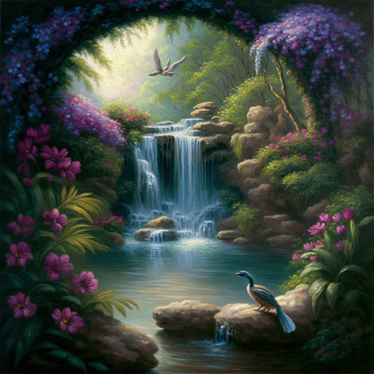 Diamond Painting - Full Round - secluded forest lake (30*30CM)
