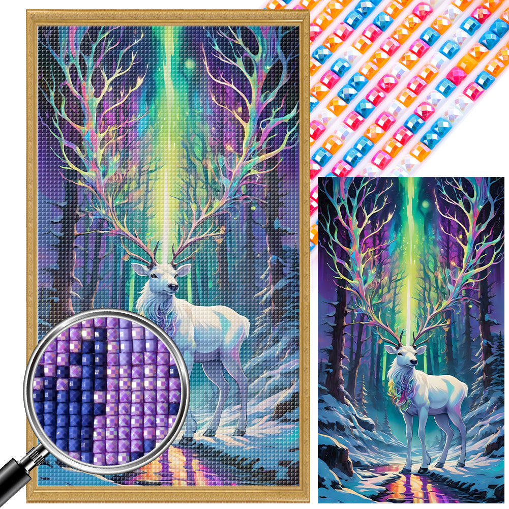 AB Diamond Painting - Full Square - Christmas Aurora Elk (40*70CM)
