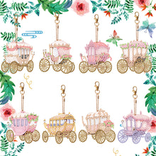 Load image into Gallery viewer, 8PCS Double Sided Diamond Painting Art Keychain Pendant (Fantasy Carriage)
