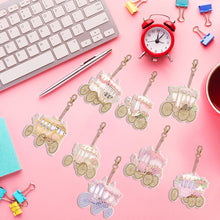 Load image into Gallery viewer, 8PCS Double Sided Diamond Painting Art Keychain Pendant (Fantasy Carriage)
