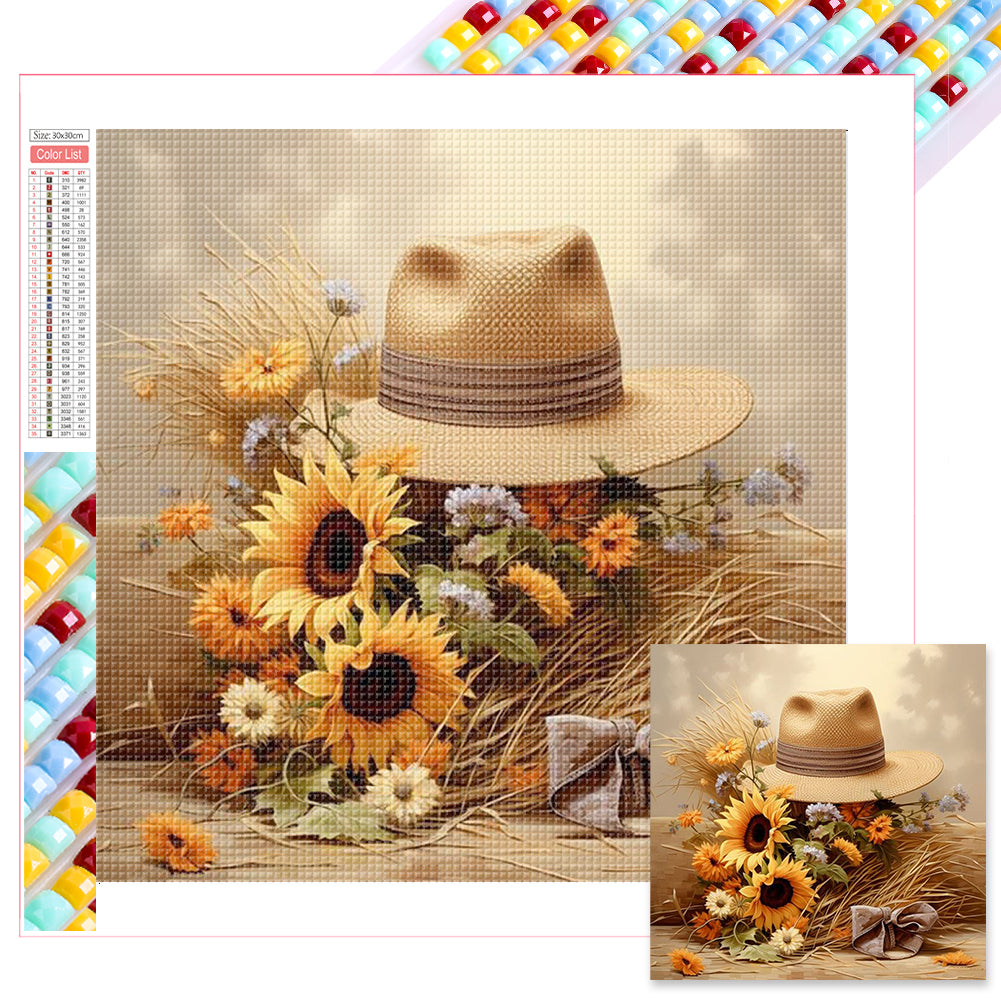 Diamond Painting - Full Square - sunflower hat (30*30CM)