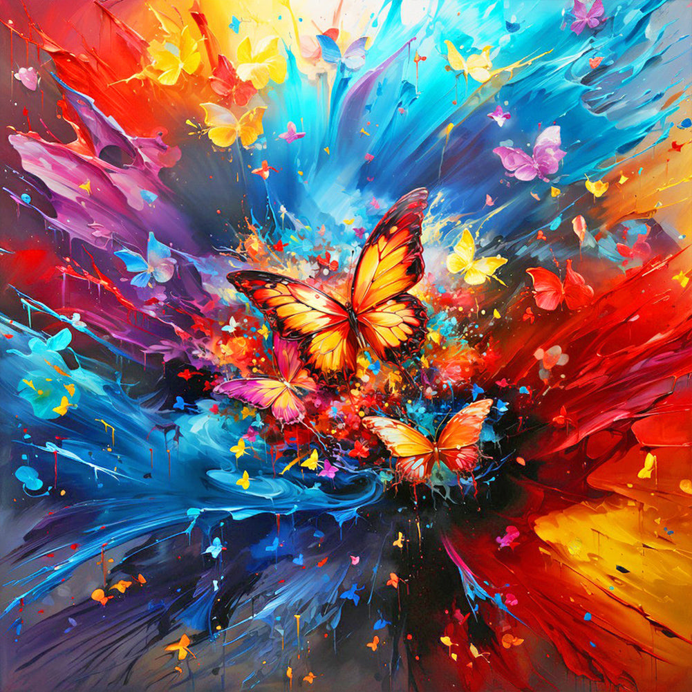 Diamond Painting - Full Round - Oil paint butterflies (40*40CM)