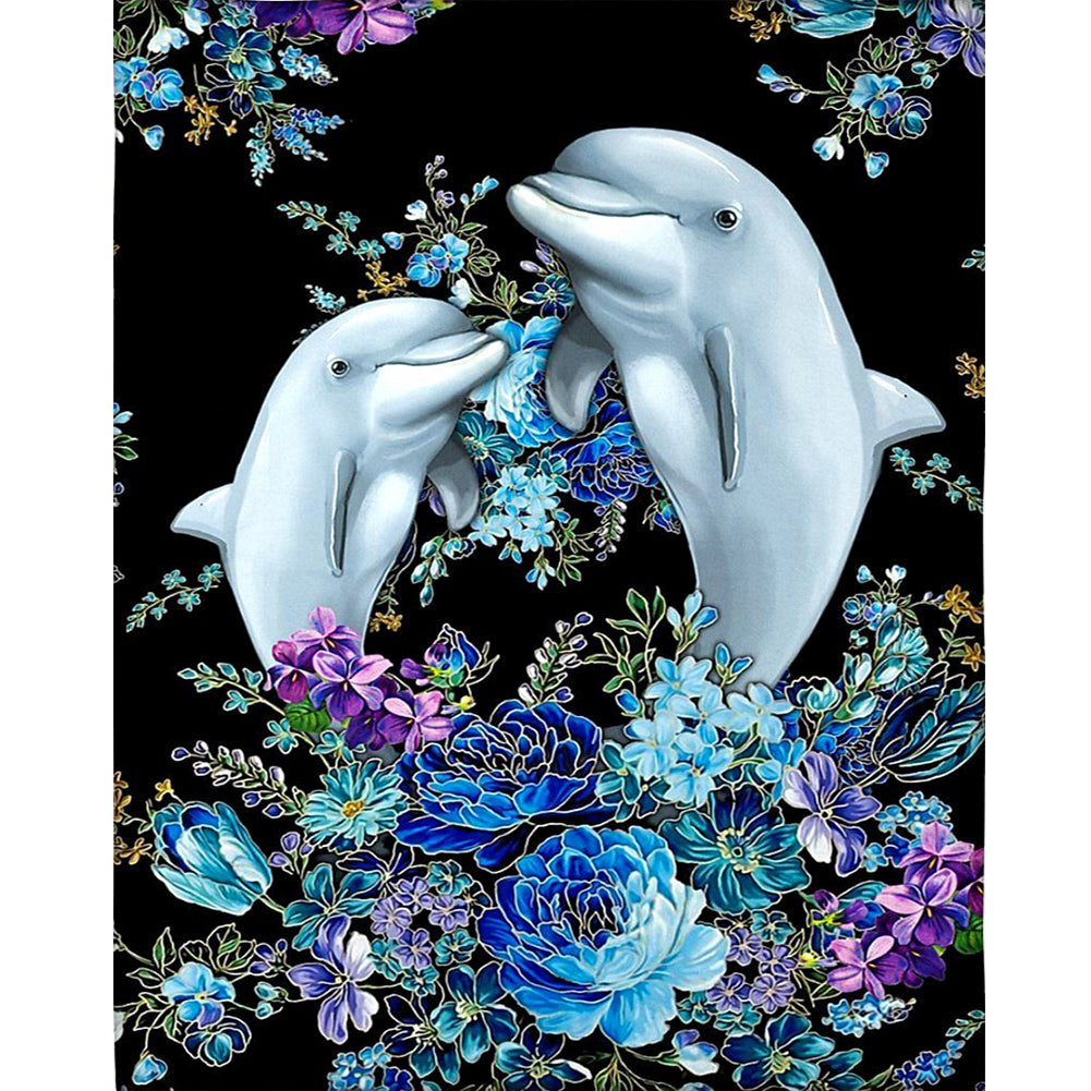 Diamond Painting - Full Round - double dolphins (40*50CM)
