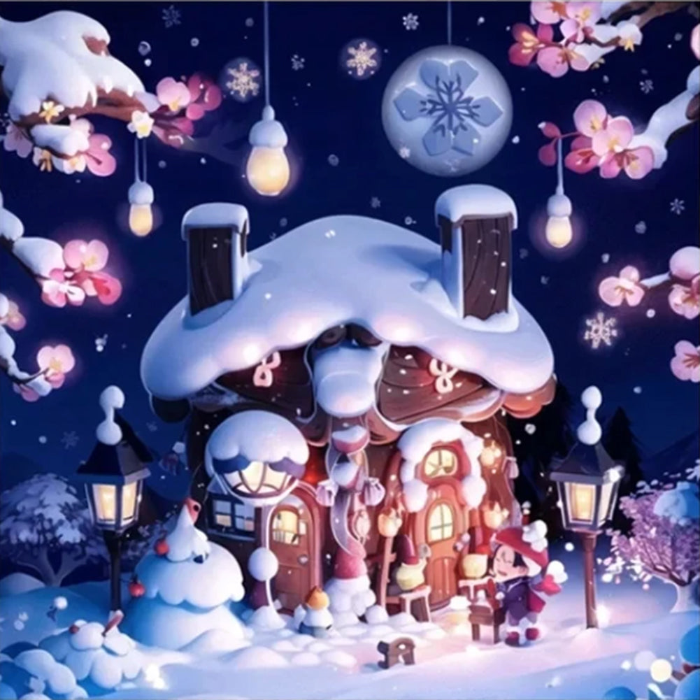 Diamond Painting - Full Round - Snow cabin (30*30CM)