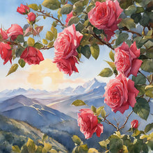 Load image into Gallery viewer, Diamond Painting - Full Round - Red rose on branch (40*40CM)

