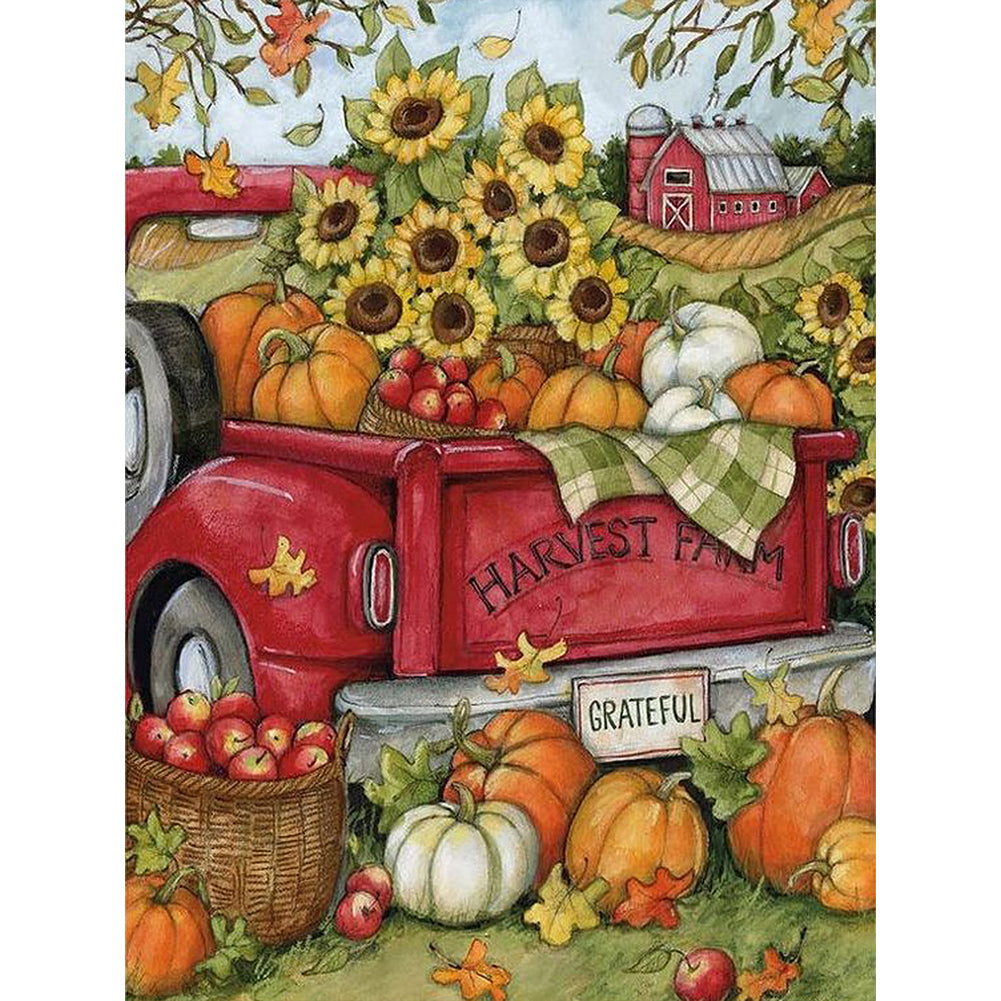 Diamond Painting - Full Round - Autumn harvest in the pumpkin patch (30*40CM)
