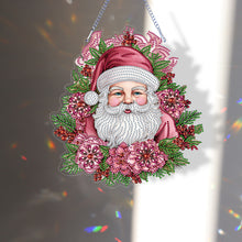 Load image into Gallery viewer, Acrylic Special Shape Diamond Painting Hanging Sign Pink Santa (#4)
