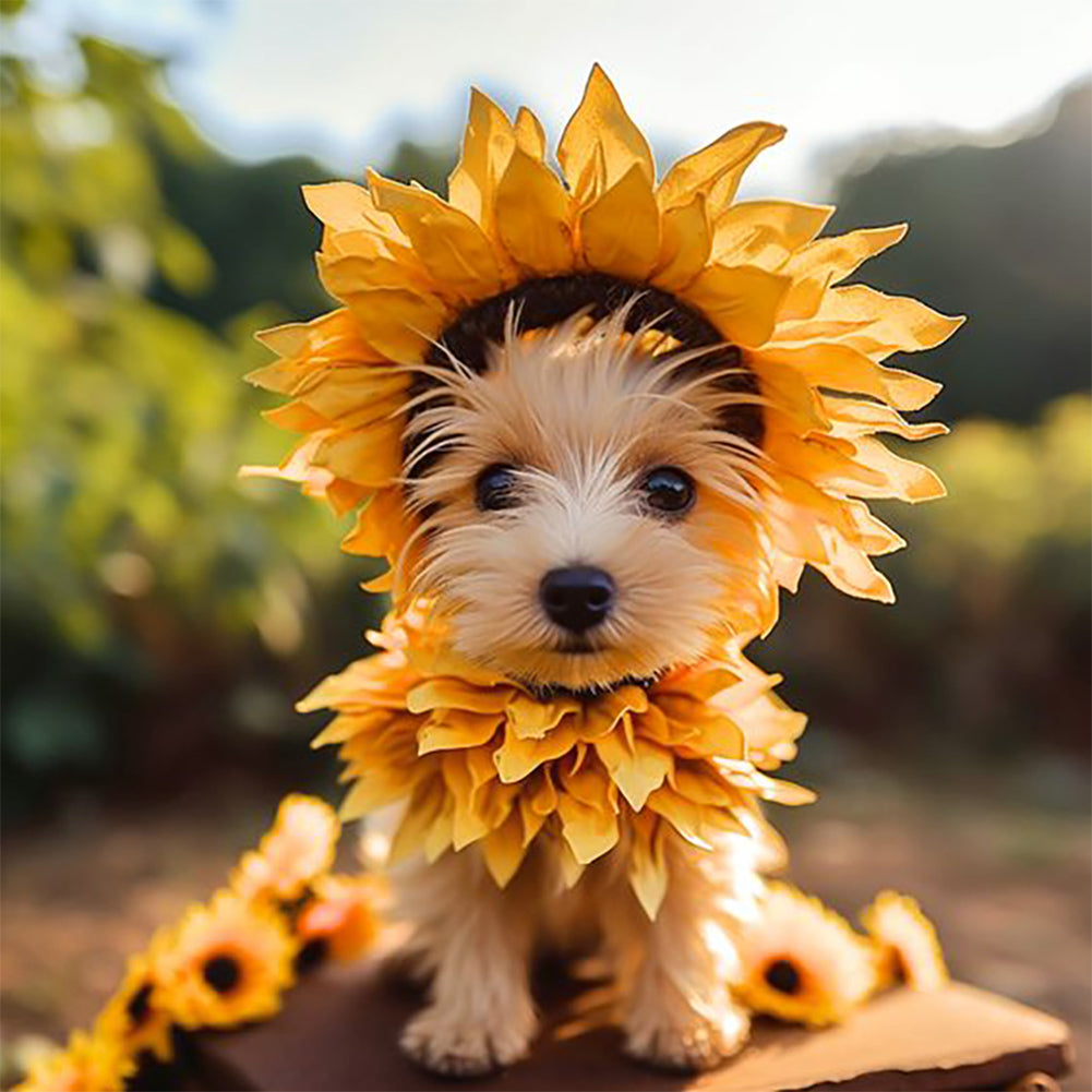 Diamond Painting - Full Round - sunflower dog (30*30CM)
