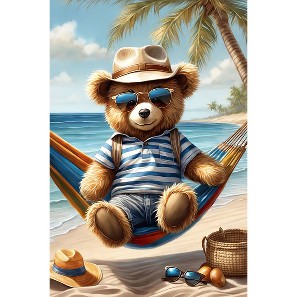 Diamond Painting - Full Round - Little bear sitting on the swing (40*60CM)