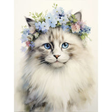 Load image into Gallery viewer, Diamond Painting - Full Round - cat wearing garland (30*40CM)
