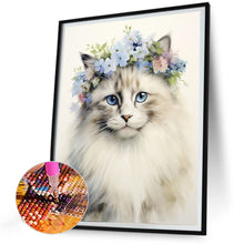 Load image into Gallery viewer, Diamond Painting - Full Round - cat wearing garland (30*40CM)
