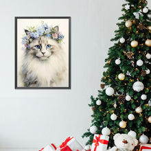 Load image into Gallery viewer, Diamond Painting - Full Round - cat wearing garland (30*40CM)
