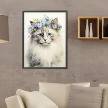 Load image into Gallery viewer, Diamond Painting - Full Round - cat wearing garland (30*40CM)
