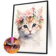 Load image into Gallery viewer, Diamond Painting - Full Round - cat wearing garland (30*40CM)
