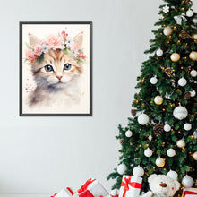 Load image into Gallery viewer, Diamond Painting - Full Round - cat wearing garland (30*40CM)
