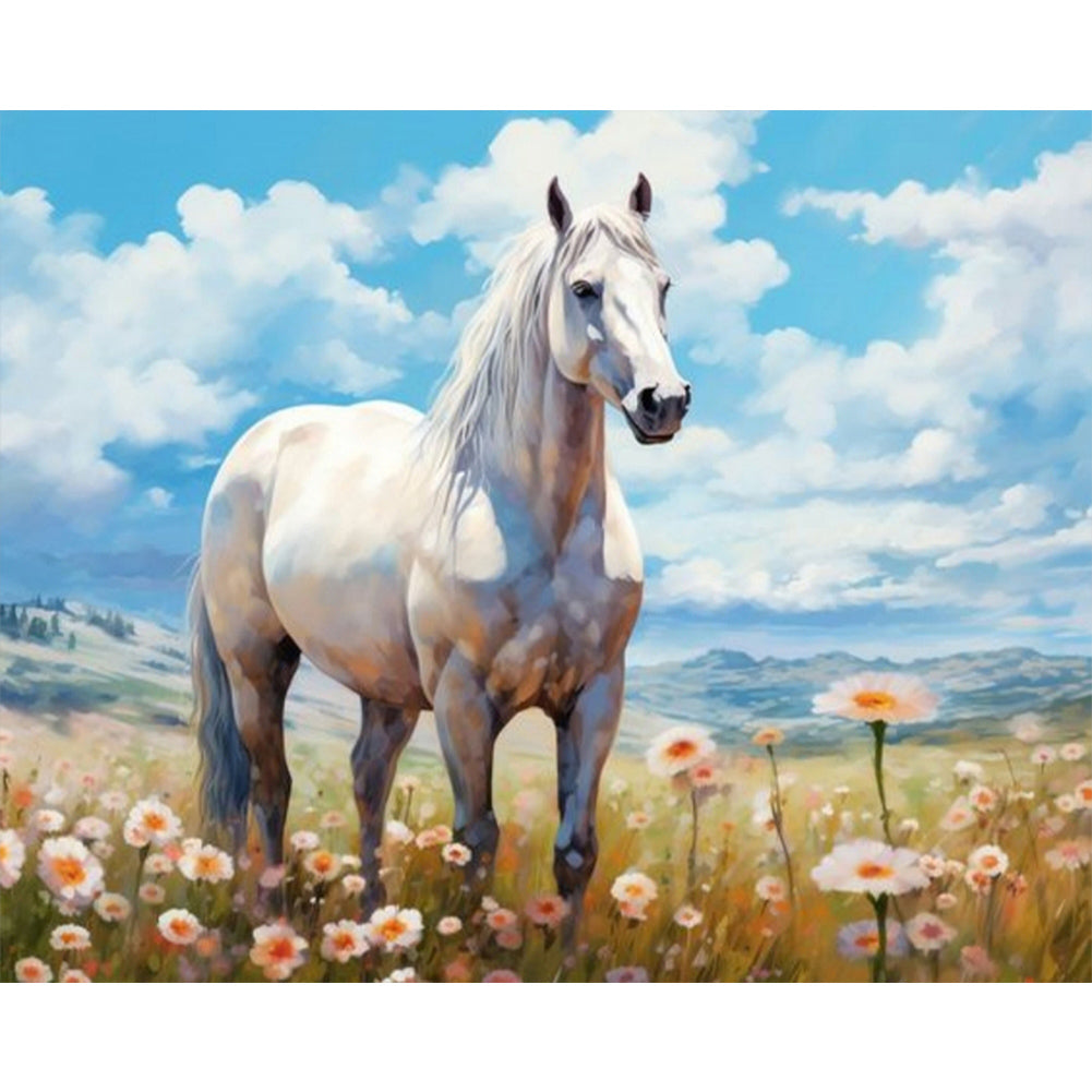 Diamond Painting - Full Round - Wild horses in the field (50*40CM)