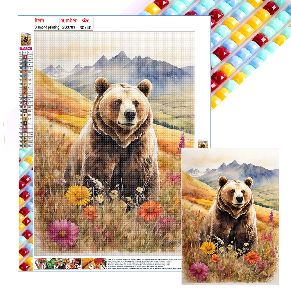 Diamond Painting - Full Square - Brown bear in the woods (30*40CM)