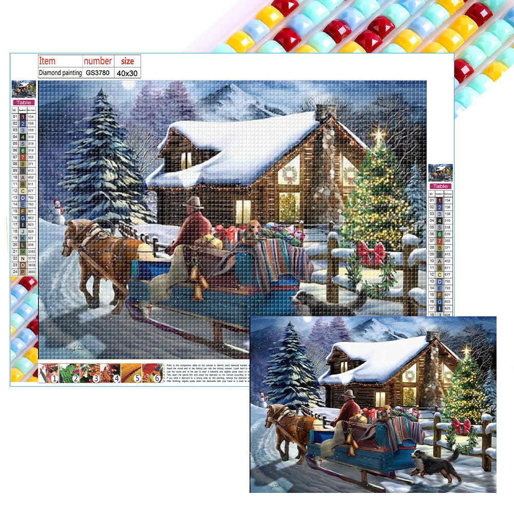 Diamond Painting - Full Square - Christmas snow scene (40*30CM)