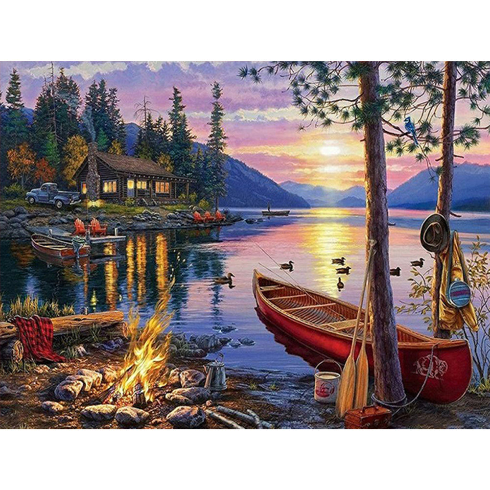 Diamond Painting - Full Round - country boat (40*30CM)