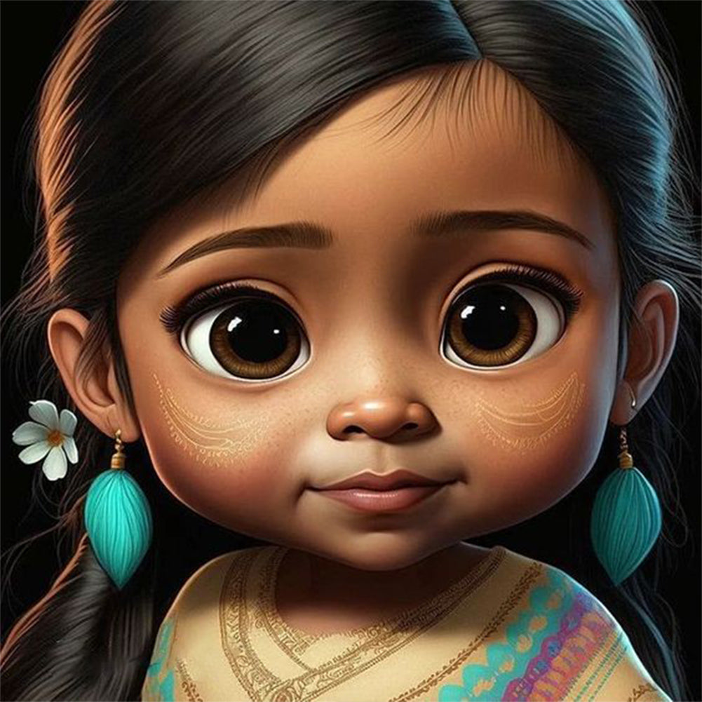 Diamond Painting - Full Round - indian little girl (30*30CM)