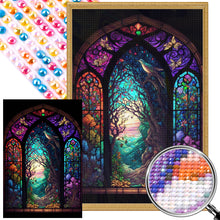 Load image into Gallery viewer, AB Diamond Painting - Full Round - Bird singing branches glass painting (40*60CM)
