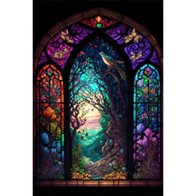 Load image into Gallery viewer, AB Diamond Painting - Full Round - Bird singing branches glass painting (40*60CM)
