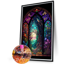 Load image into Gallery viewer, AB Diamond Painting - Full Round - Bird singing branches glass painting (40*60CM)
