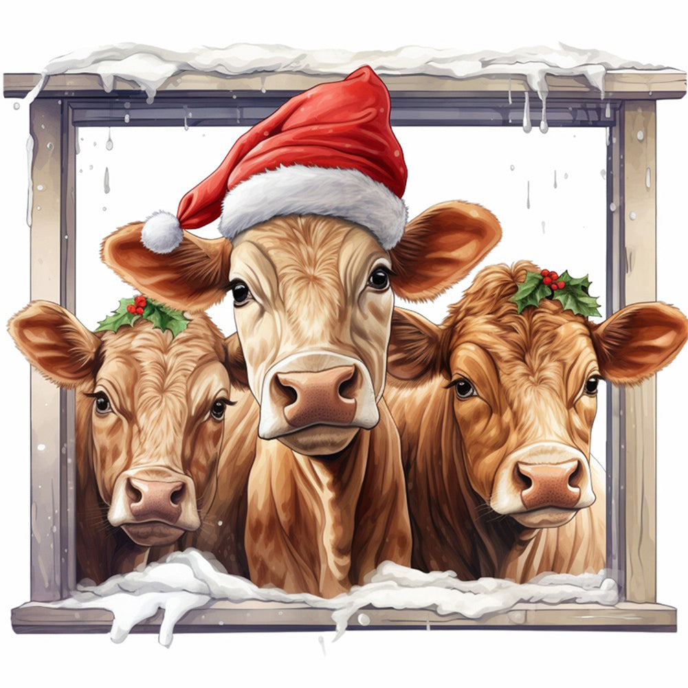 Diamond Painting - Full Round - window animal cow (30*30CM)