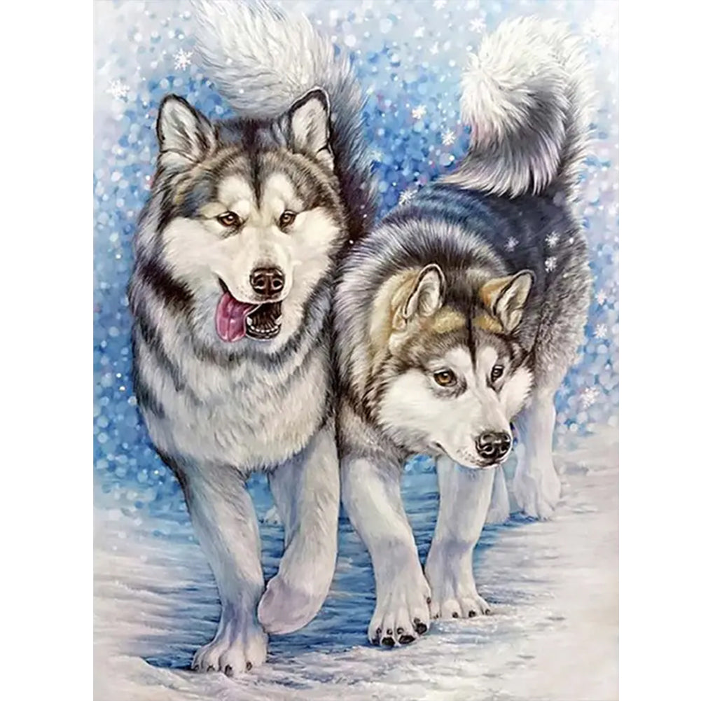 Diamond Painting - Full Round - Wolf in the snow (30*40CM)