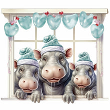 Load image into Gallery viewer, Diamond Painting - Full Round - window animal hippopotamus (30*30CM)
