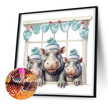 Load image into Gallery viewer, Diamond Painting - Full Round - window animal hippopotamus (30*30CM)
