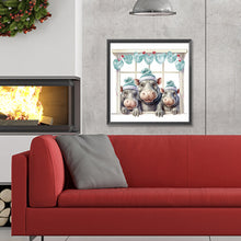 Load image into Gallery viewer, Diamond Painting - Full Round - window animal hippopotamus (30*30CM)
