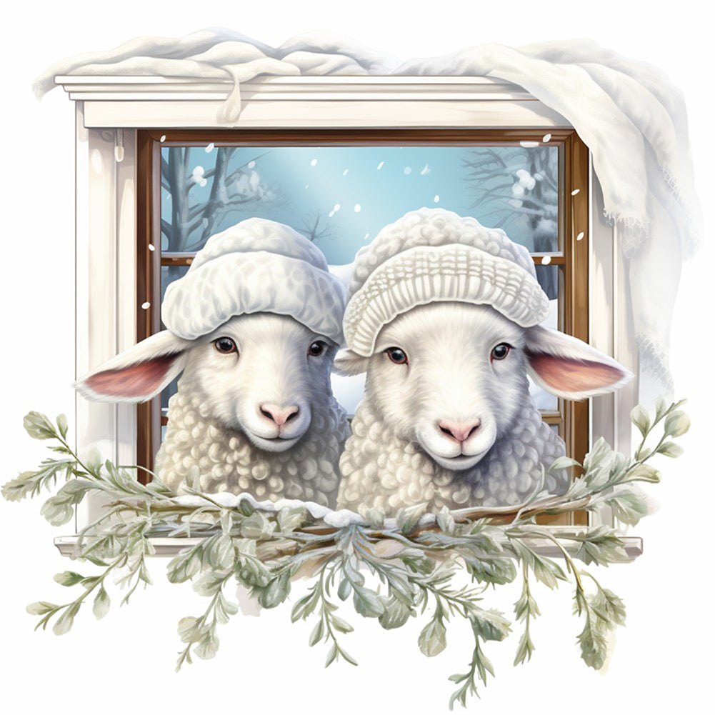 Diamond Painting - Full Round - window animal sheep (30*30CM)