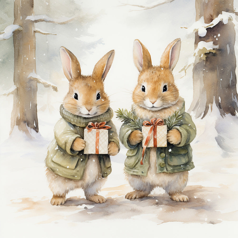 Diamond Painting - Full Round - gift bunny (30*30CM)