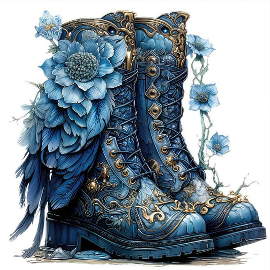Diamond Painting - Full Round - blue boots (30*30CM)