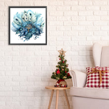 Load image into Gallery viewer, Diamond Painting - Full Round - blue peacock fan (30*30CM)
