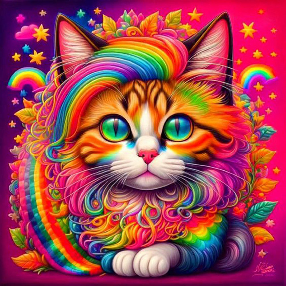 Diamond Painting - Full Round - Colorful cats (30*30CM)