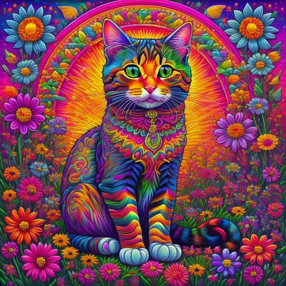 Diamond Painting - Full Round - Colorful cats (30*30CM)