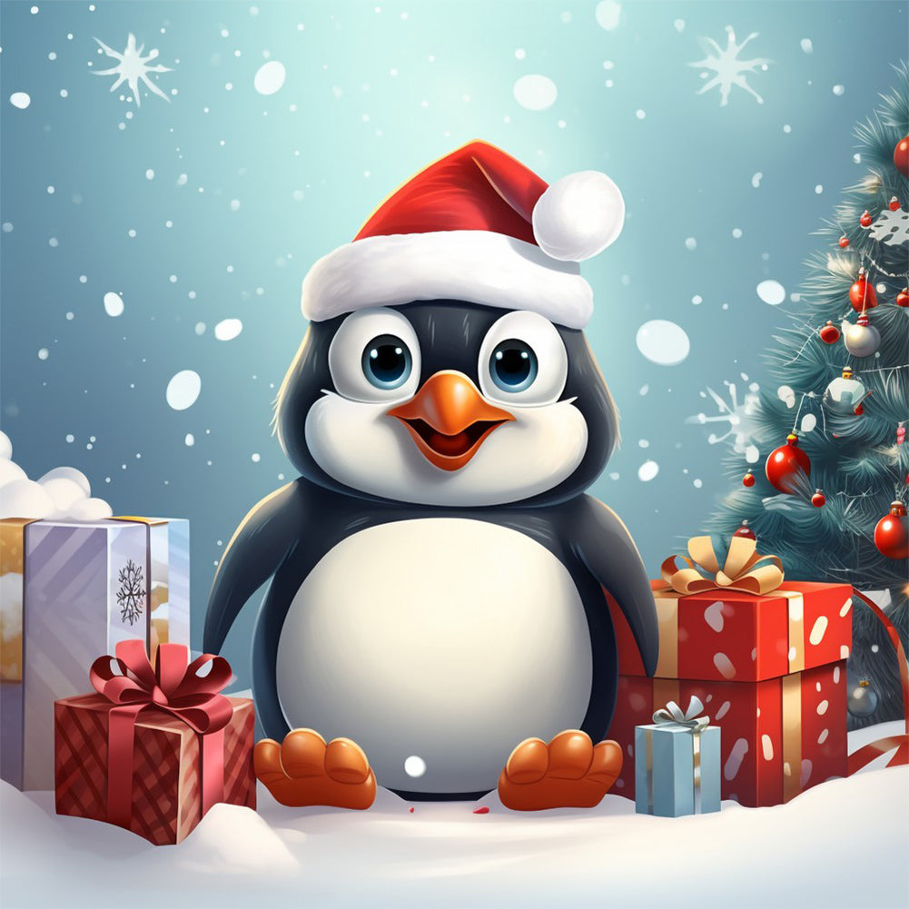 Diamond Painting - Full Round - Christmas little penguin (30*30CM)