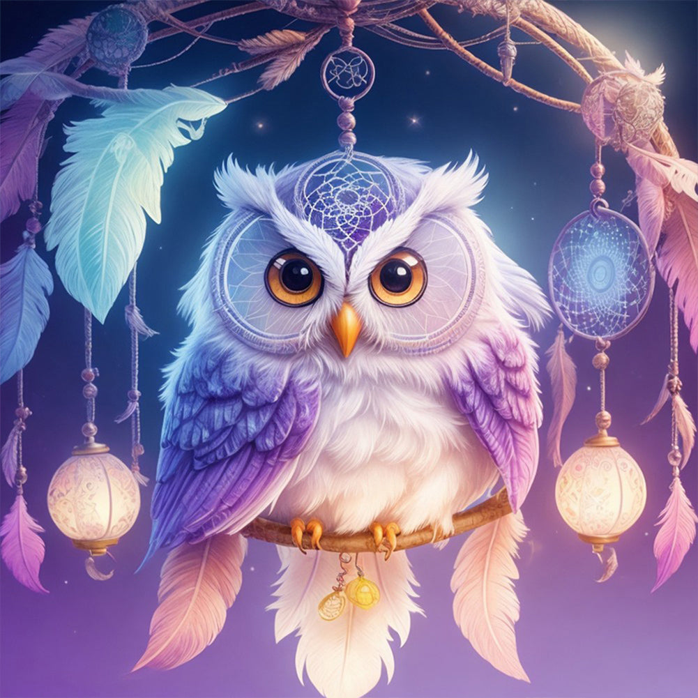 Diamond Painting - Full Round - Owl Dream Catcher (30*30CM)