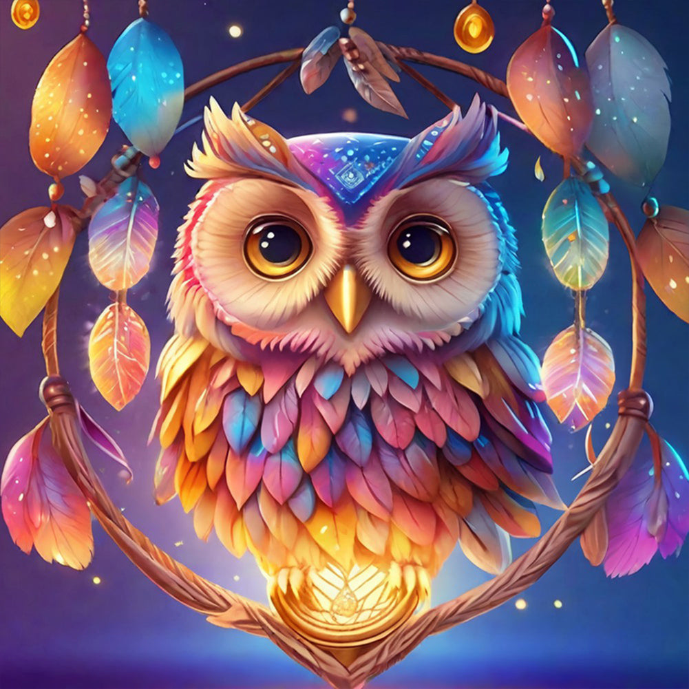 Diamond Painting - Full Round - Owl Dream Catcher (30*30CM)
