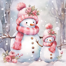 Load image into Gallery viewer, Diamond Painting - Full Round - Winter pink snowman (30*30CM)
