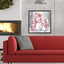 Load image into Gallery viewer, Diamond Painting - Full Round - Winter pink snowman (30*30CM)
