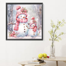 Load image into Gallery viewer, Diamond Painting - Full Round - Winter pink snowman (30*30CM)
